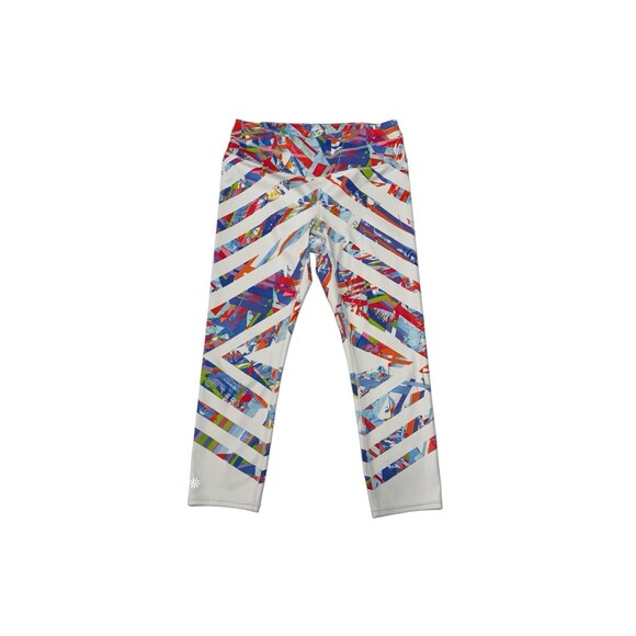 Athleta Kaleidoscope Sonar Capri Leggings Rainbow Stripe Athletic Athleisure S - Picture 2 of 11